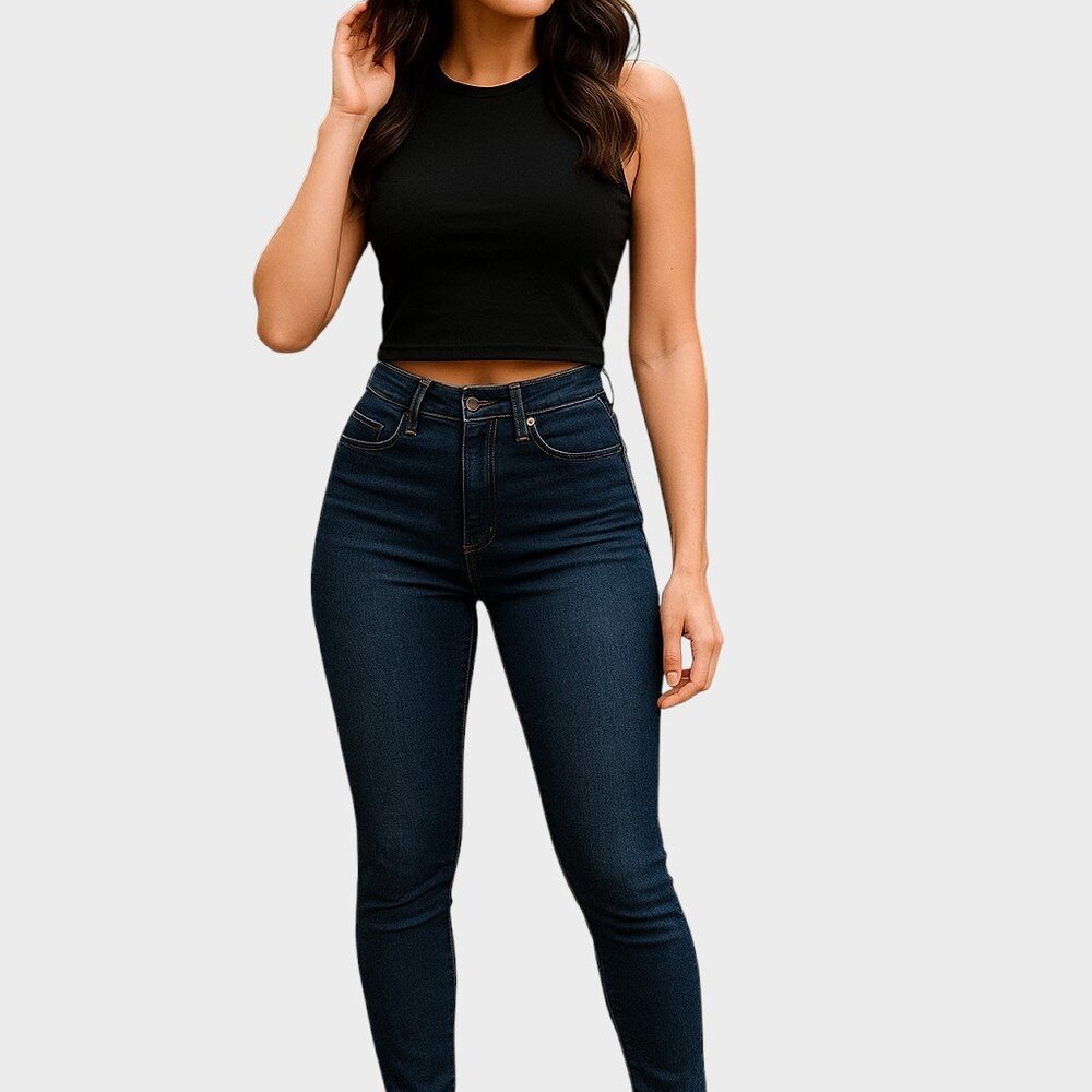 AYR Womens 28 Skinny Jeans High Rise Dark Wash Indigo Minimalist